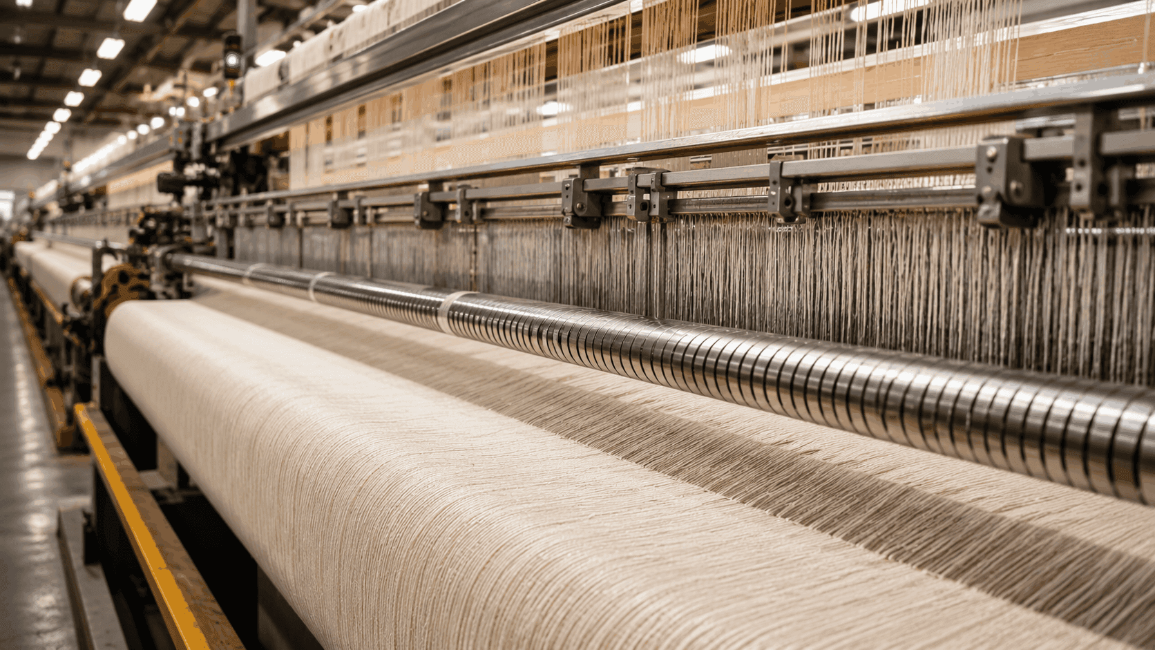 Bulk premium fabric rolls in production line
